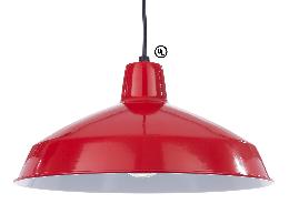 Industrial Style Metal Light Shade Pendant with Red Finish