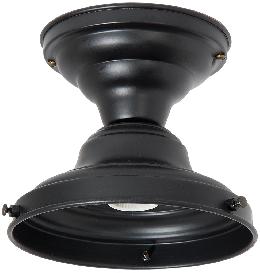 Wired Brass Schoolhouse Ceiling Canopy Fixture, Satin Black Finish, Choice of Fitter