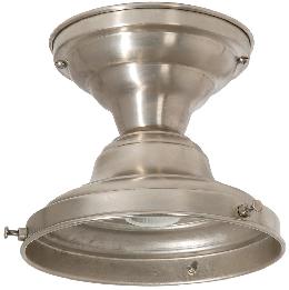 Wired Brass Schoolhouse Ceiling Canopy Fixture, Satin Nickel Finish, Choice of Fitter 