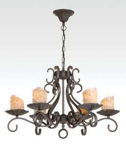 Iron 6-Light Fixture w/Antique Gold Candle Covers