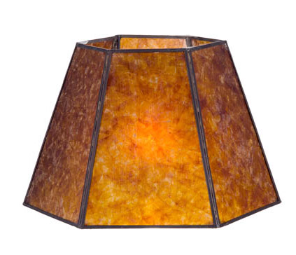 7/"x12/"x7 1//2/" Decorated Antique Amber Hexagon Style Mica UNO Floor Lamp Shade