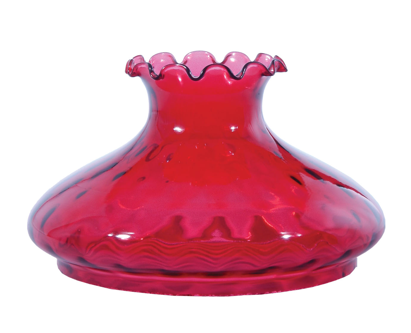 New 10" Glass Cranberry Dot Optic Student Lamp Shade Crimped Top USA #SH075 