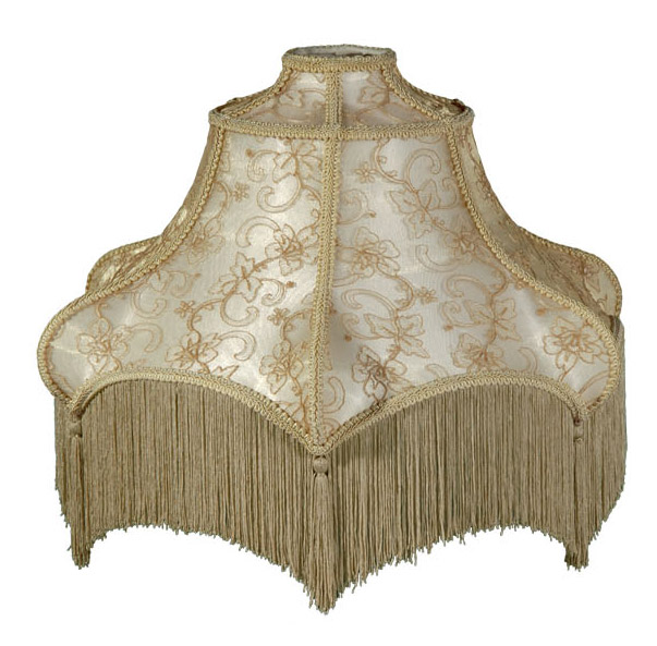 Beige And Champagne Floor Lamp, Fringe Lamp Shades Victorian