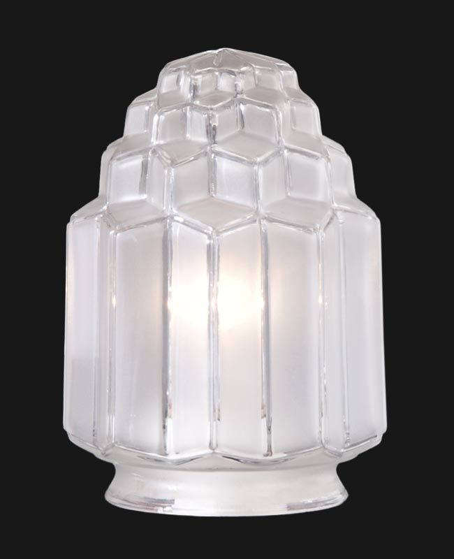 Vintage Art Deco Ribbed Round Light Shade Clear Glass Wall Ceiling 3-1/4" Fitter 