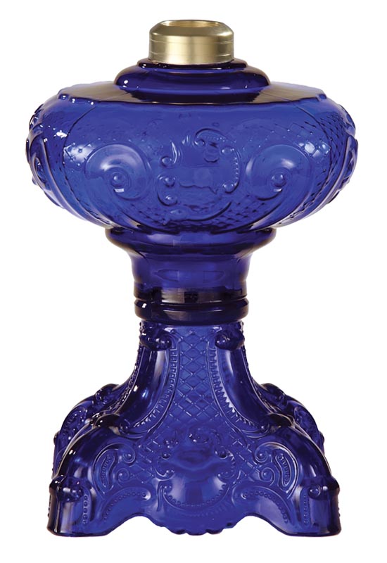 Small Cobalt Blue Glass Oil Lamp 